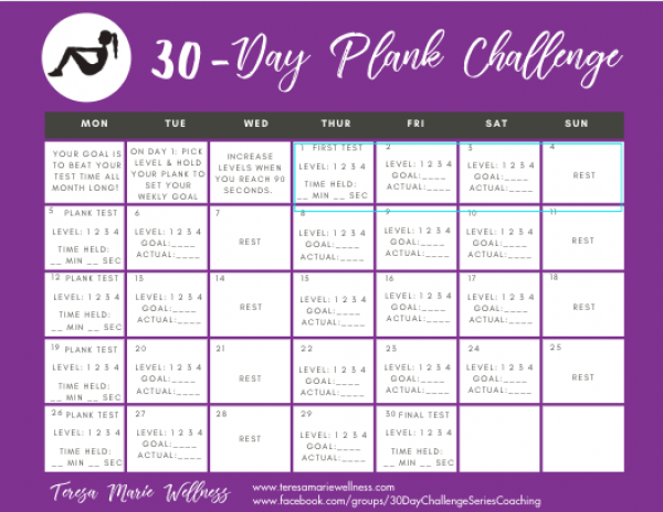 30-Day Plank Challenge – Teresa Marie Wellness