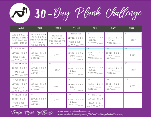 printable 30 day plank challenge