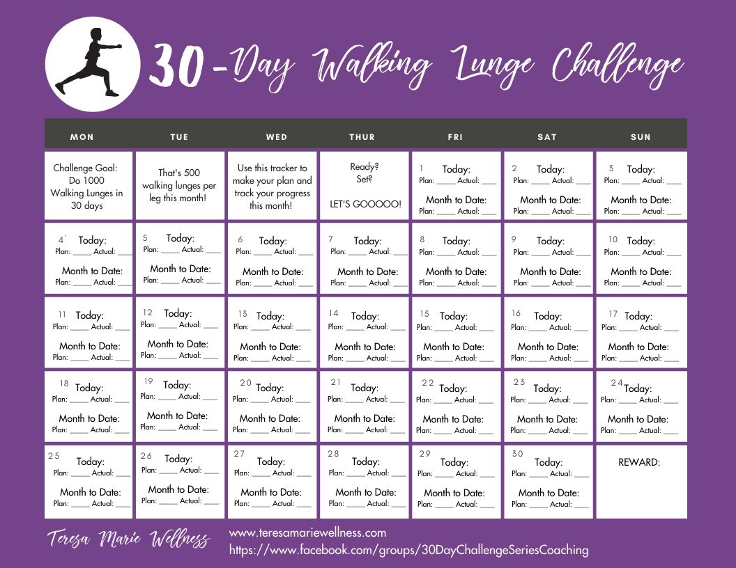 Day Walking Lunge Challenge Teresa Marie Wellness